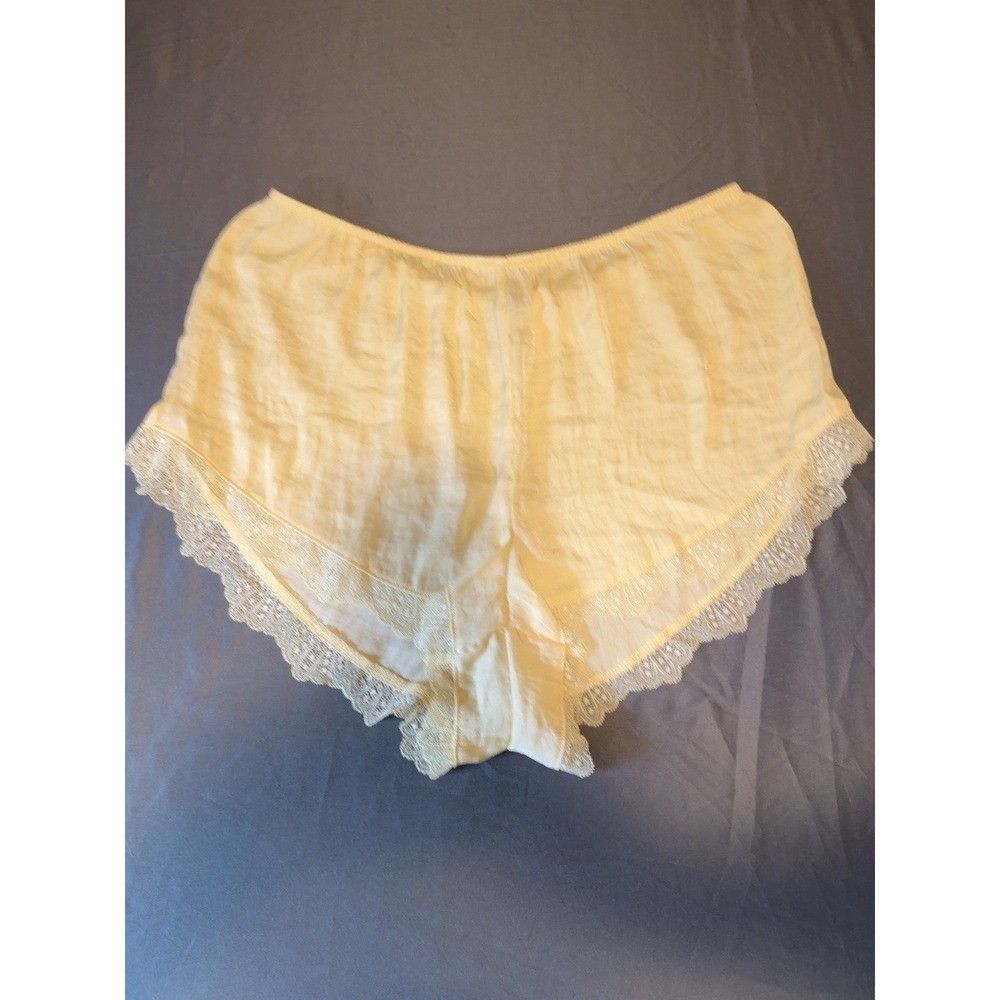 Auden Luxury Collection Pajama Set XL Yellow Lace Trim Button Front Sleepwear - Picture 7 of 9